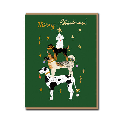 Carte de Noël - Merry christmas tree dogs - Carolyn Suzuki