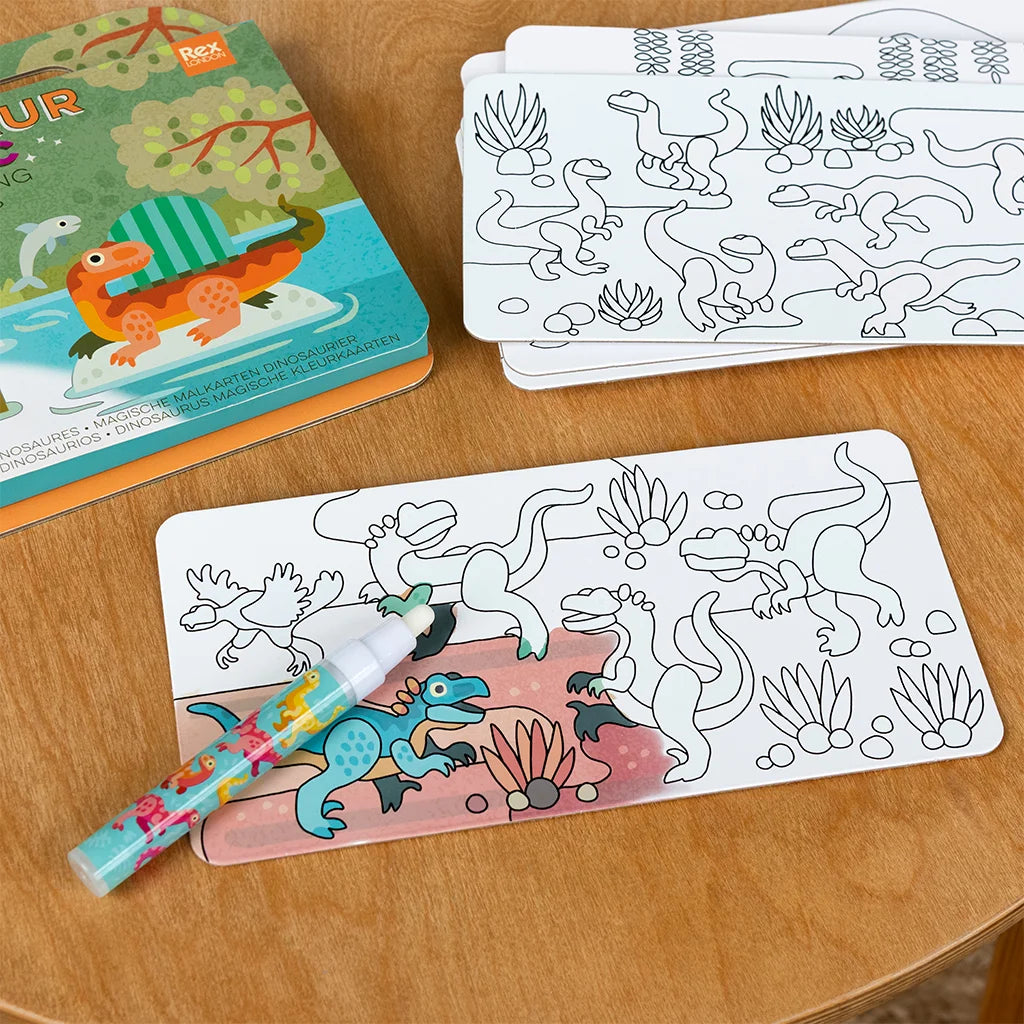 Cartes de coloriage magiques à l'eau - Bébés dinosaures
