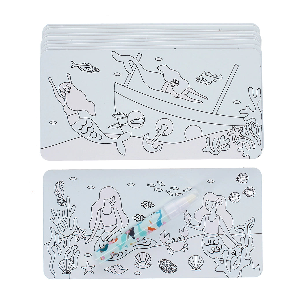 Cartes de coloriage magiques à l'eau - Sirène