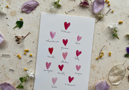 Carte et enveloppe Maman Coeurs