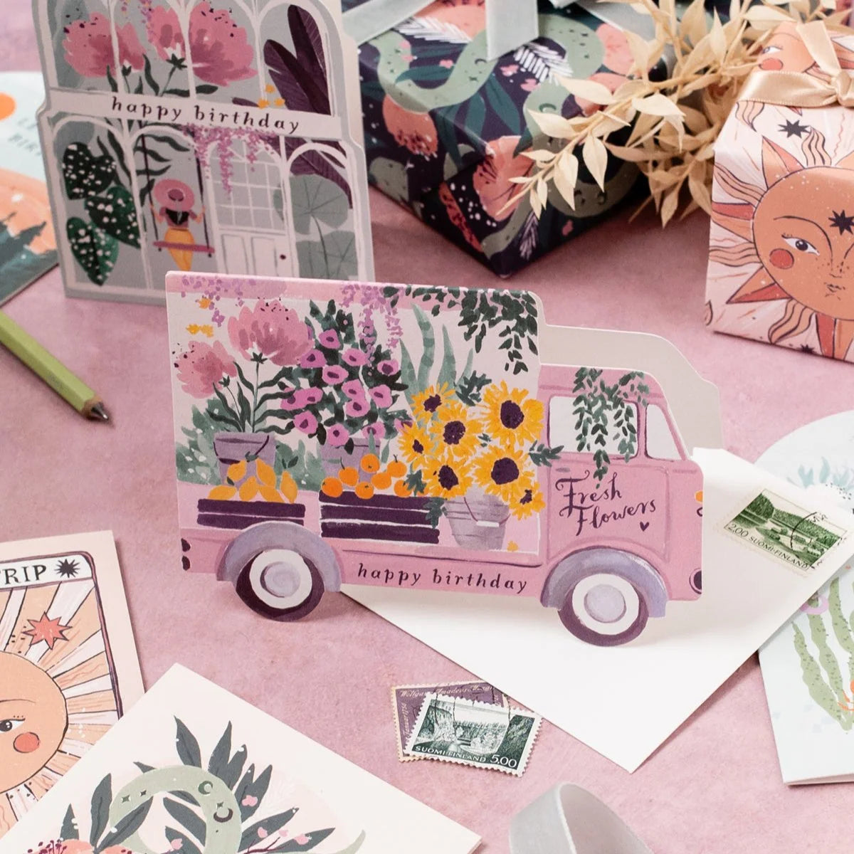 Carte - Flower truck birthday