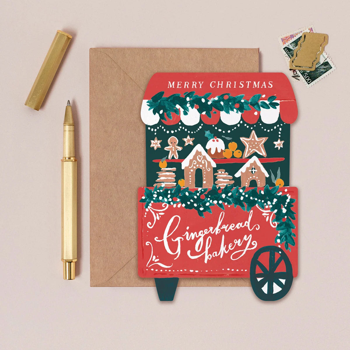 Carte - Gingerbread cart christmas