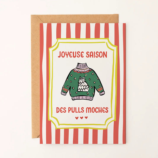 Carte de Noël - Pull moche chat coloré — Rio Soléy , Lyon