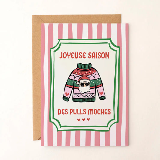 Carte de Noël - Pull moche père Noël coloré — Rio Soléy , Lyon