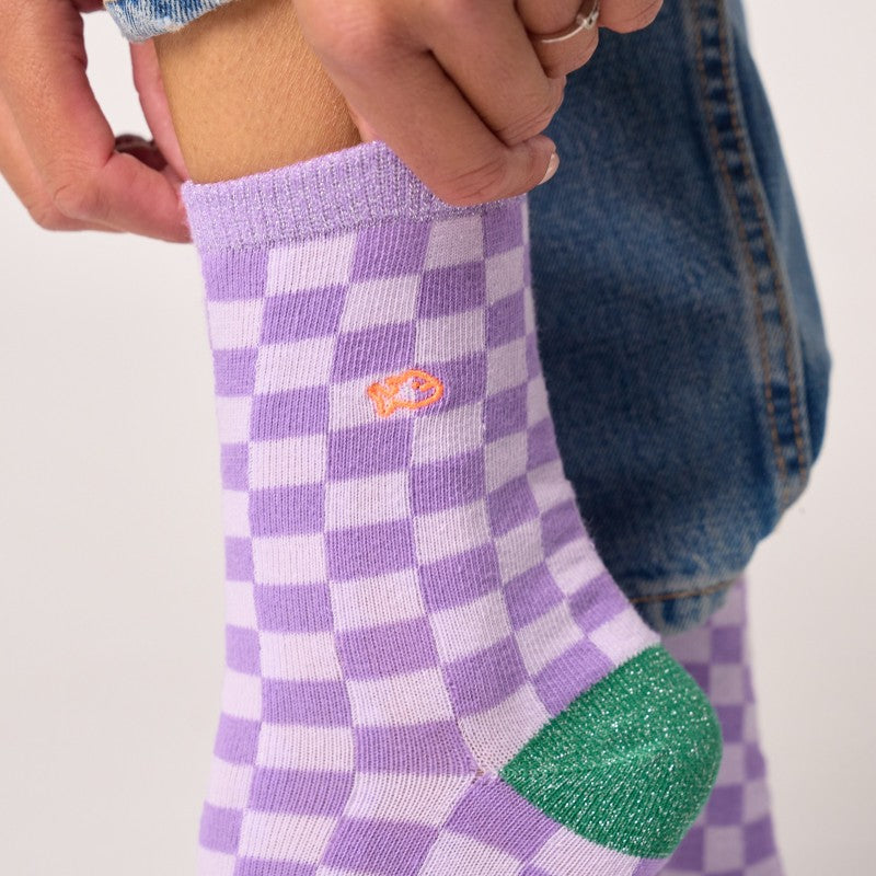 Chaussettes à carreaux - Violet et violet clair - Taille 37/40 — Billybelt , Lyon