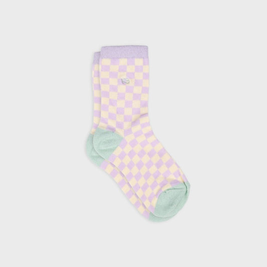 Chaussettes à carreaux - Violet et jaune - Taille 37/40