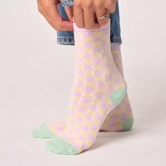 Chaussettes à carreaux - Violet et jaune - Taille 37/40 — Billybelt , Lyon