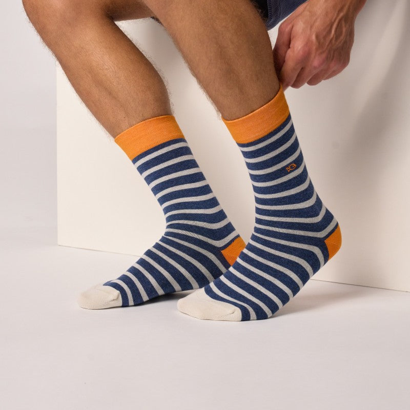 Chaussettes Larges rayures - Bleu rayé gris - Taille 41/46 — Billybelt , Lyon