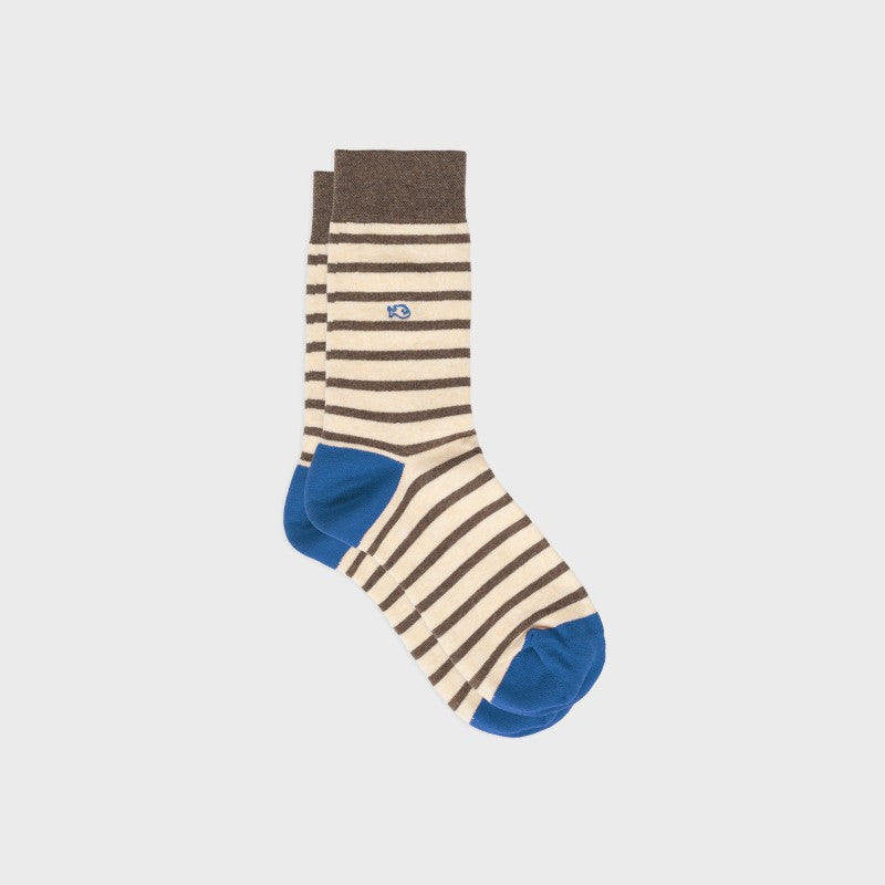 Chaussettes Larges rayures - Marron rayé beige - Taille 41/46