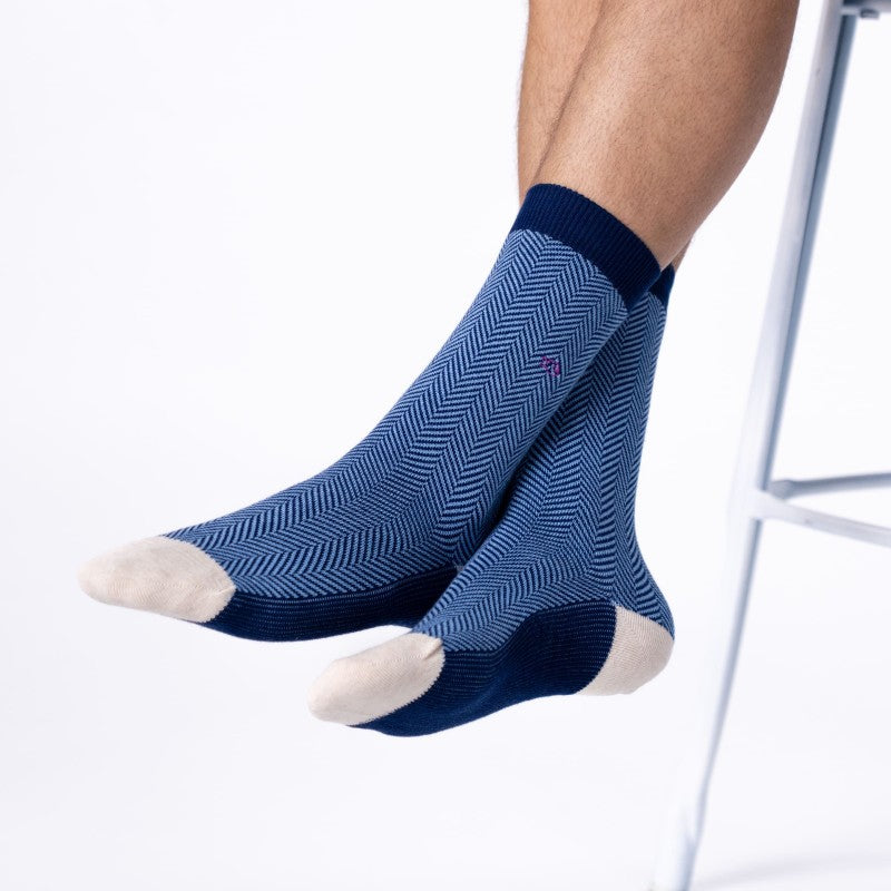 Chaussettes Chevrons - Brume marine - Taille 41/46