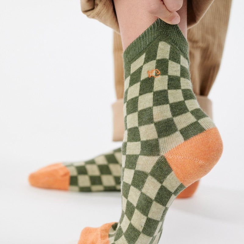 Chaussettes enfant à carreaux - Boavista - Taille 27/30