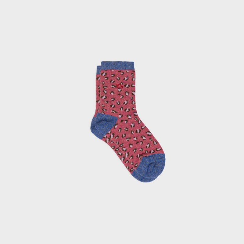 Chaussettes enfant léopard - Rose et bleu - Taille 27/30