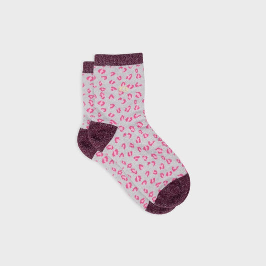 Chaussettes Léopard - Blanc et lie de vin - Taille 37/40