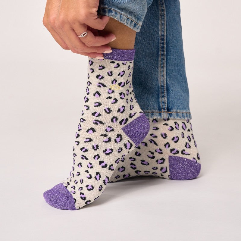 Chaussettes Léopard - Ecru et violet - Taille 37/40 — Billybelt , Lyon