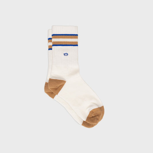 Chaussettes Retro - Blanc rayé bleu et camel - Taille 41/46 — Billybelt , Lyon