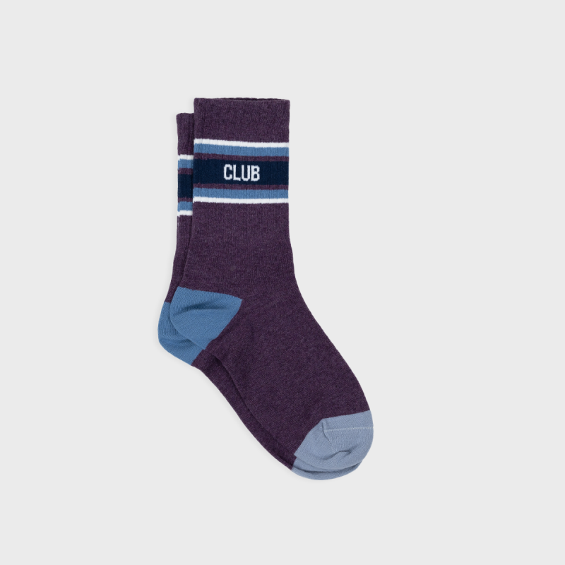 Chaussettes Retro - Violet rayé bleu et blanc - Taille 41/46