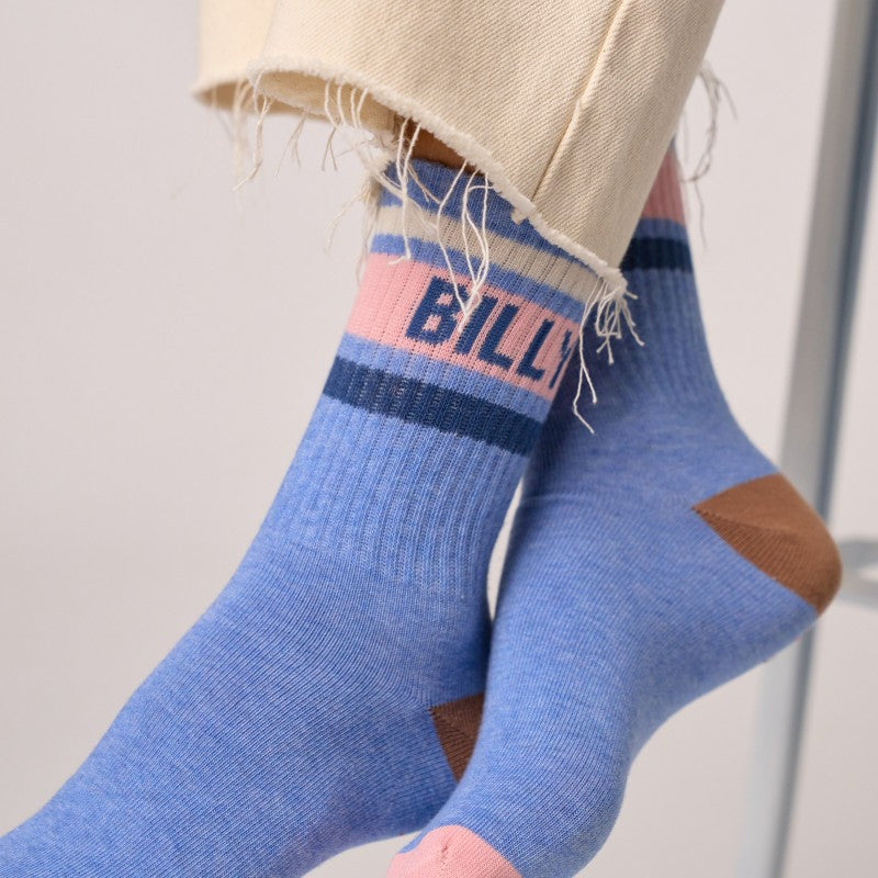 Chaussettes tennis - Bleu, rayé rose et blanc - Taille 37/40 — Billybelt , Lyon