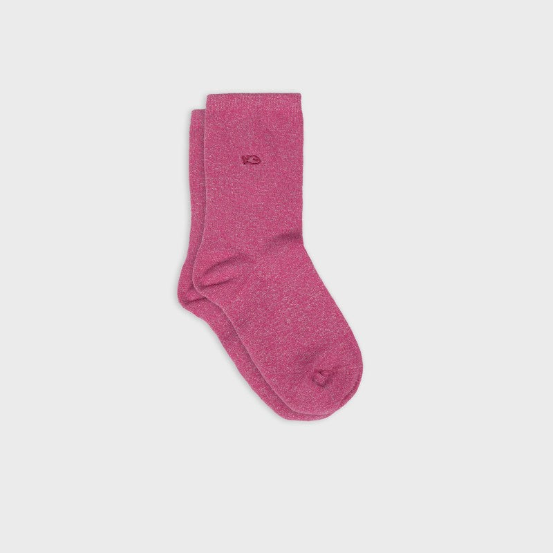 Chaussettes unies pailletées - Rose néon - Taille 37/40