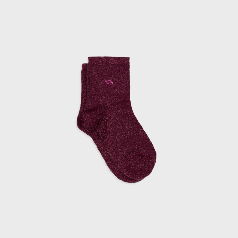 Chaussettes Unies pailletées - Lie de vin - Taille 37/40