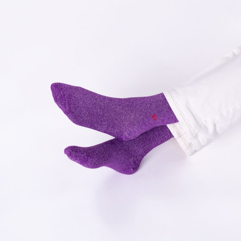 Chaussettes Unies pailletées - Violet clair - Taille 37/40