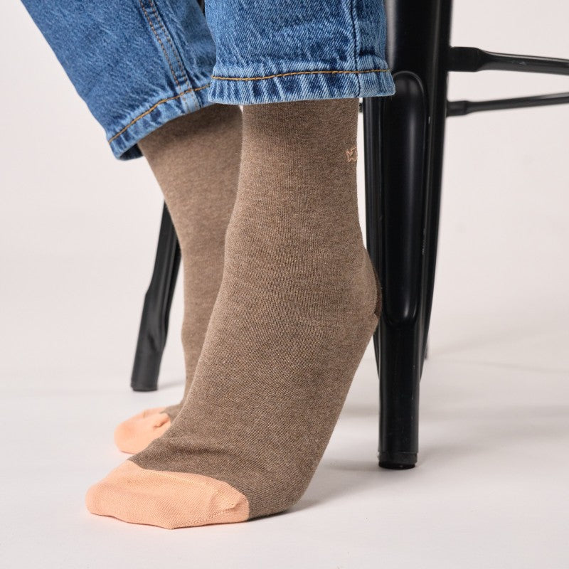 Chaussettes Unies - Marron chiné - Taille 41/46