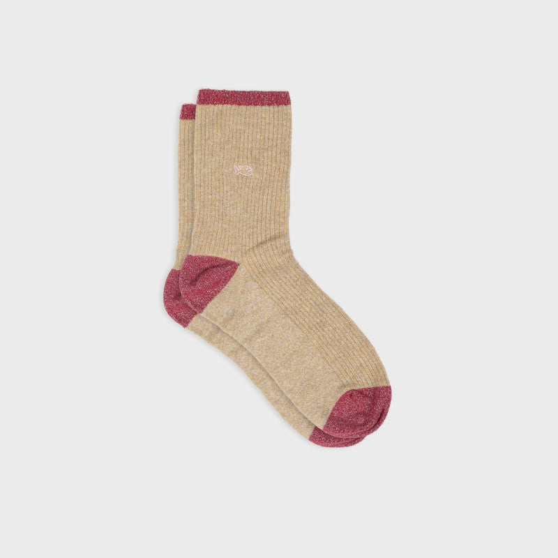 Chaussettes Vintage pailletées - Beige - Taille 37/40
