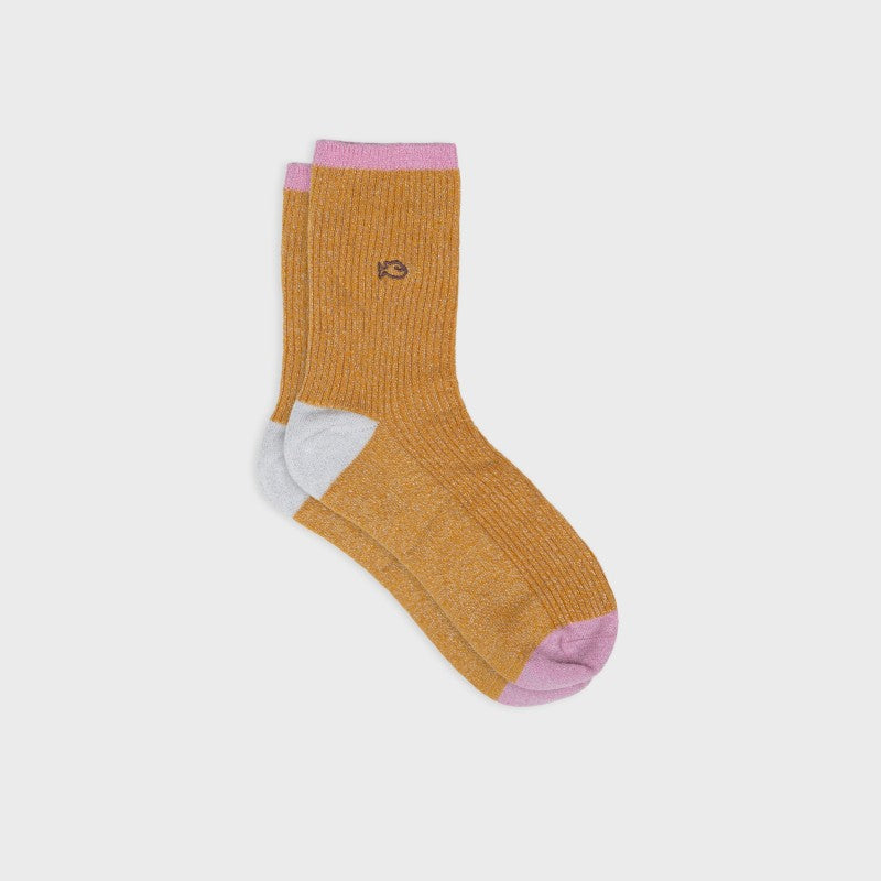 Chaussettes Vintage pailletées - Moutarde - Taille 37/40