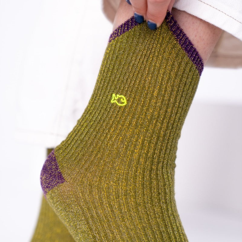 Chaussettes Vintage pailletées - Olive - Taille 37/40 — Billybelt , Lyon