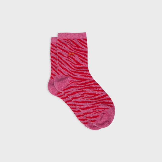 Chaussettes Zèbre - Rose et rouge - Taille 37/40