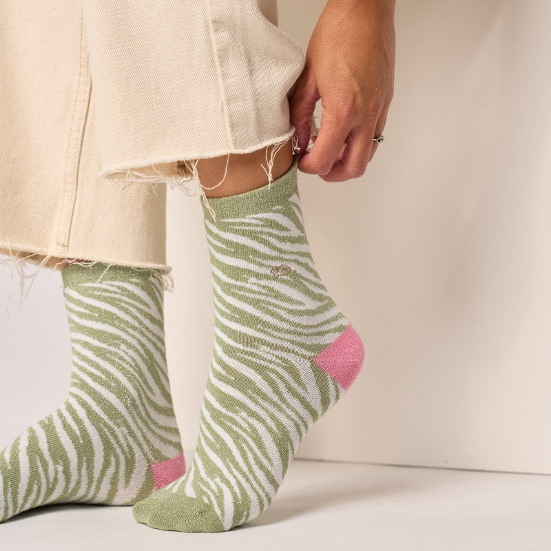 Chaussettes Zèbre - Vert et blanc - Taille 37/40 — Billybelt , Lyon