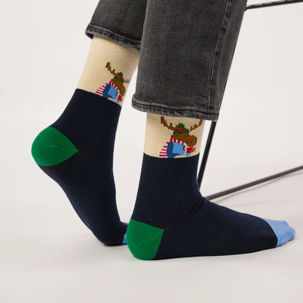 Chaussettes à motifs - Renne café - Taille 41/46