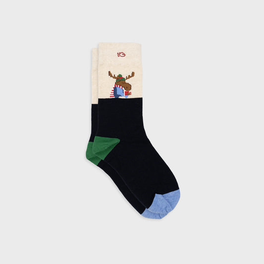 Chaussettes à motifs - Renne café - Taille 41/46
