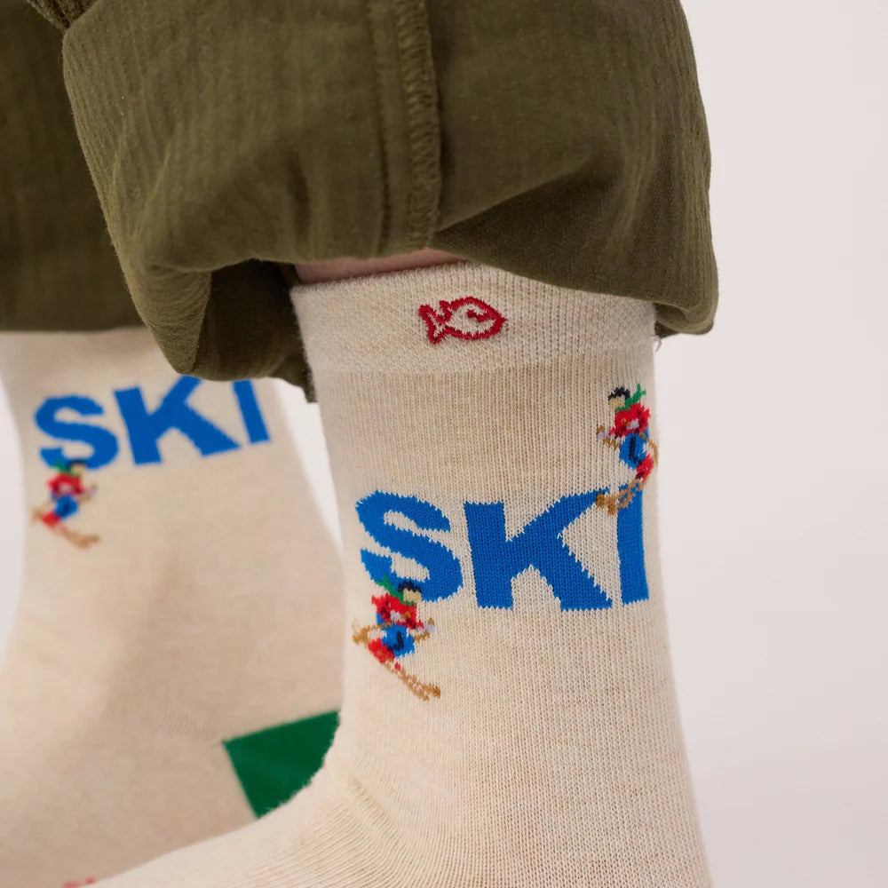 Chaussettes enfant à motifs - Ski - Taille 27/30