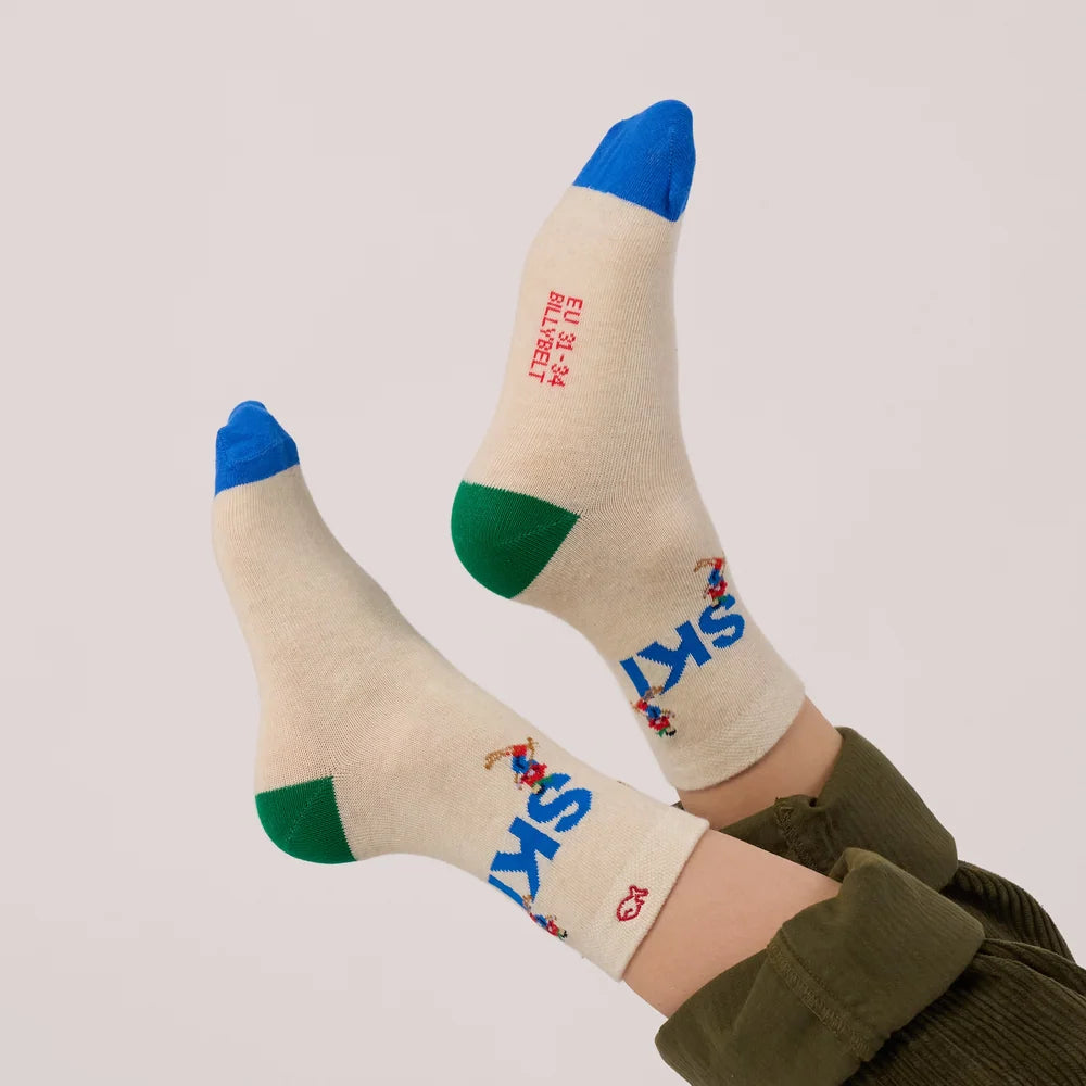 Chaussettes enfant à motifs - Ski - Taille 27/30