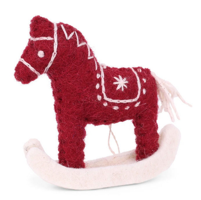 Cheval rouge à bascule