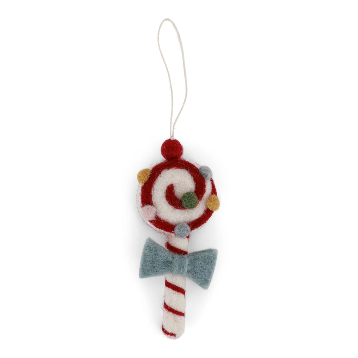 Christmas candy à suspendre avec noeud bleu clair