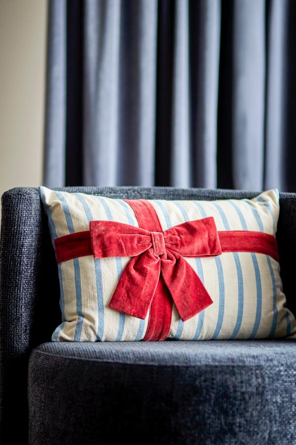 Coussin Bowie Noeud - bleu
