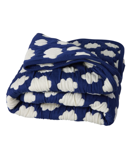 Couverture Nuages - Bleu et crème