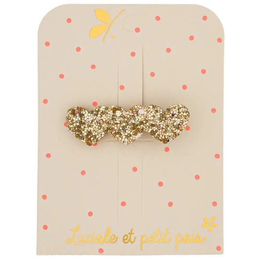 Barrette 3 Coeurs - Doré
