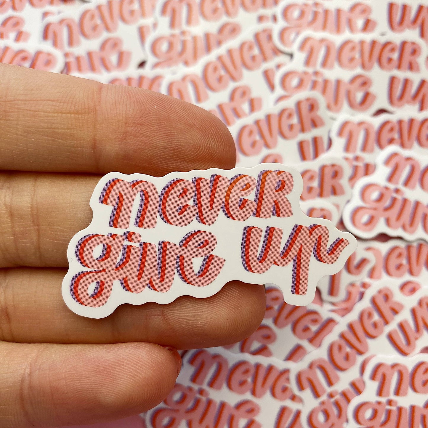 Sticker en vinyle - never give up