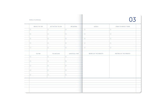 Agenda A6 2027 - Checkered blue vanille