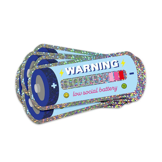 Sticker pailleté Low social battery