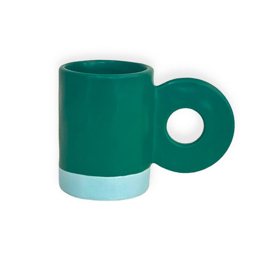 Mug anse ronde - vert/bleu