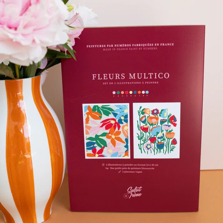 Kit de 2 peintures au numéro 24x30 - Fleurs multico