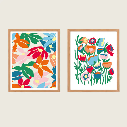 Kit de 2 peintures au numéro 24x30 - Fleurs multico