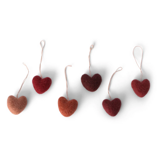 Set de 6 coeurs à suspendre - Dusty red