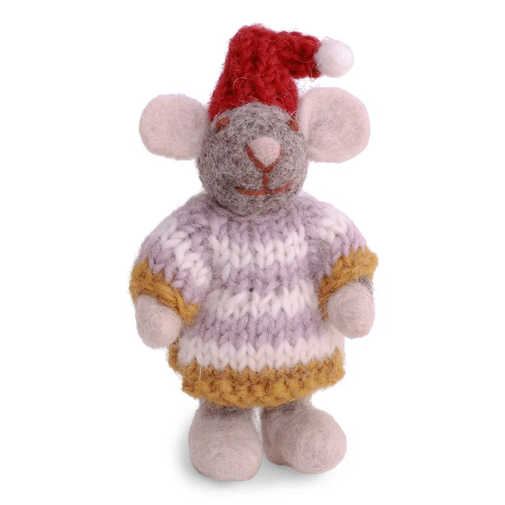 Mini souris grise avec robe rayée