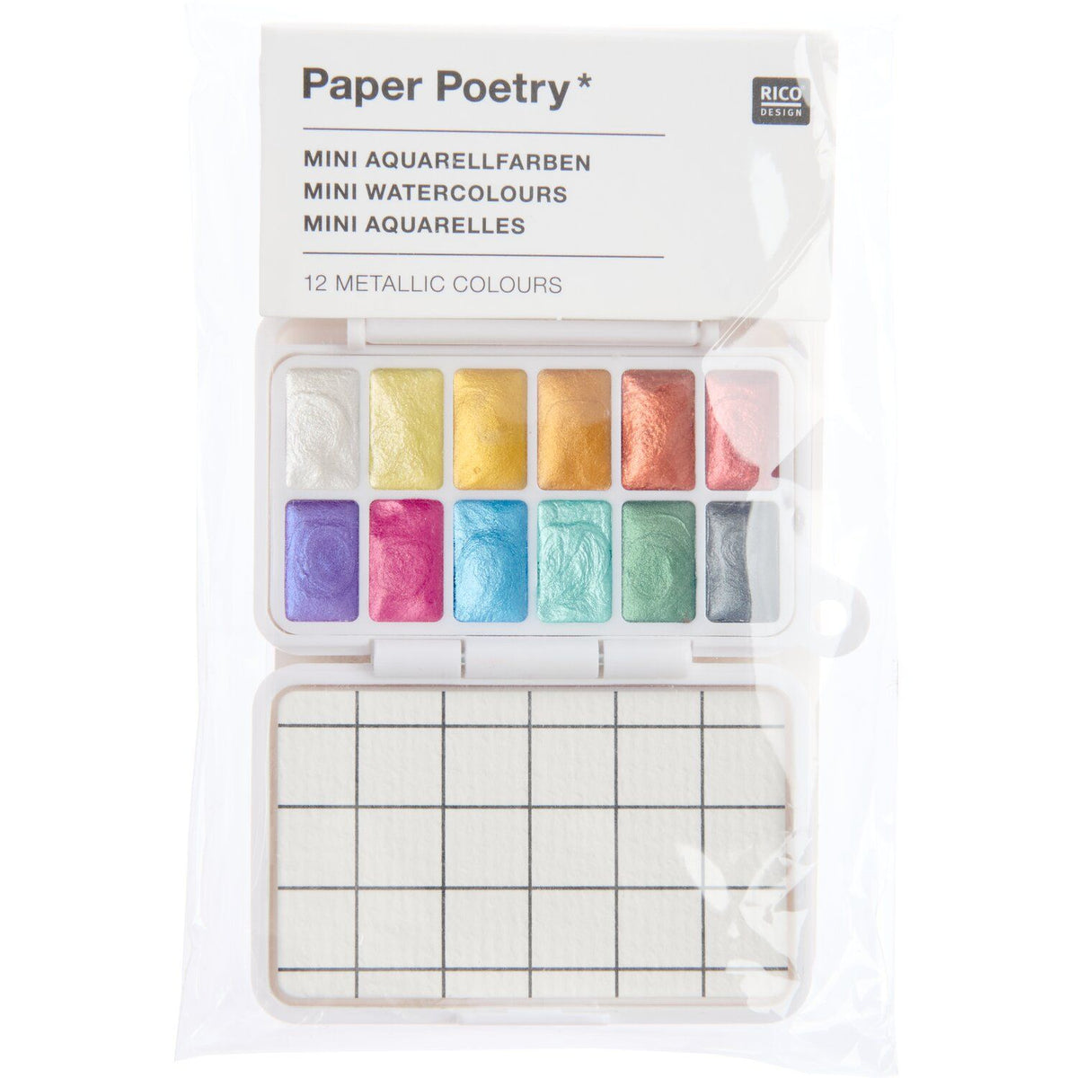 Mini boîte de couleurs aquarelles - Métalliques