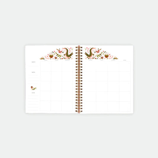 Monthly agenda à spirales - Pink croco