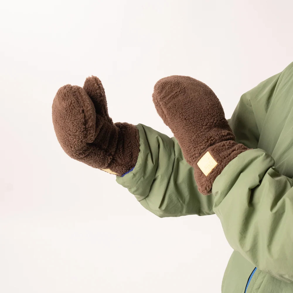 Moufles sherpa en polaire - Marron foncé